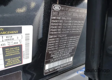 2016 Land Rover Range Rover Sport 3.0L V6 Supercharged Hse z USA, uszkodzony, nr VIN SALWR2VF4GA556379